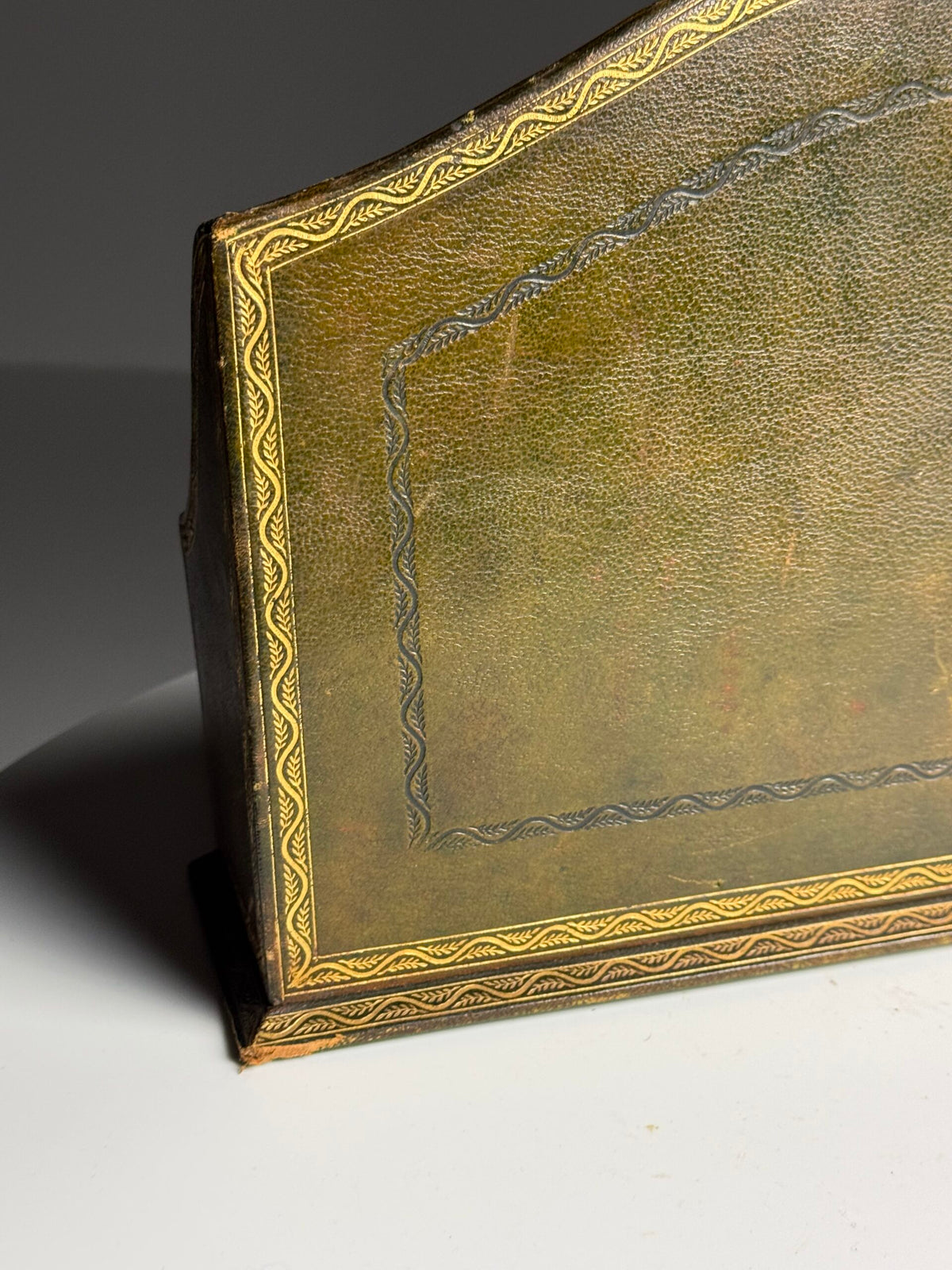 Green and Brown Leather Desk Organiser, France, Early 20th Century, photo 6