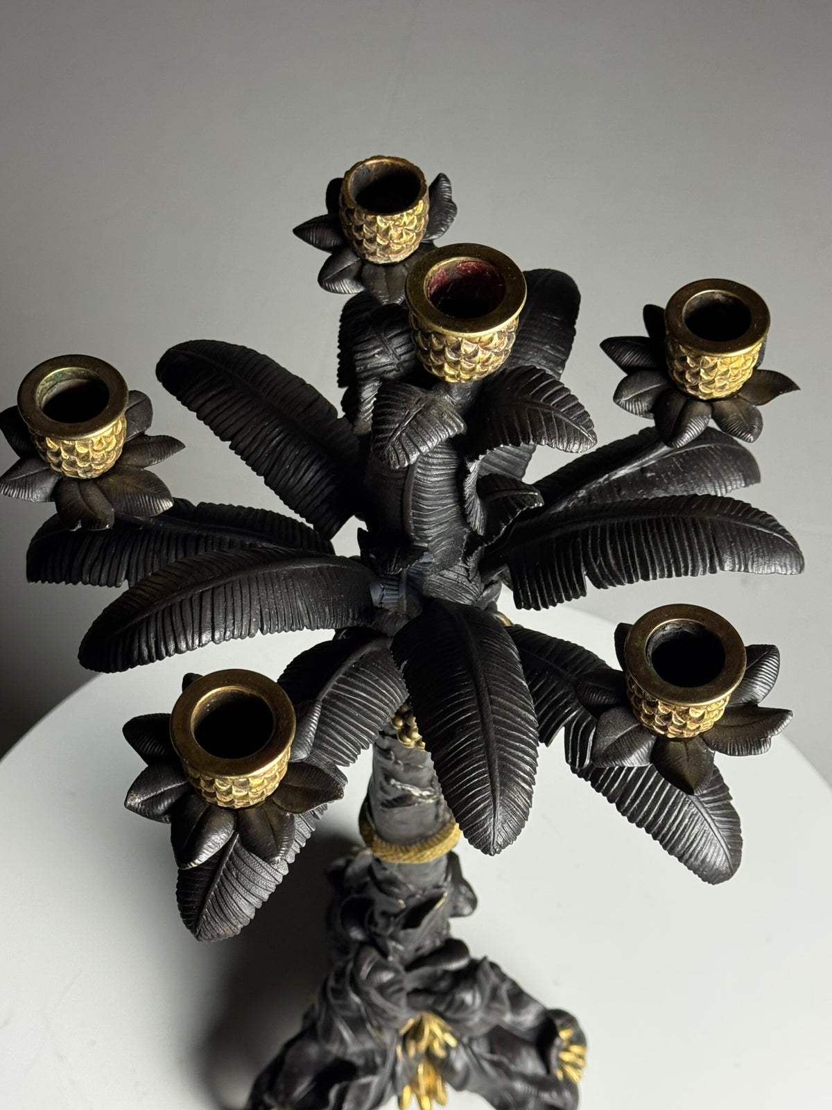Pair of Gilt Bronze Palm Candlesticks, Early 19th Century, photo 27