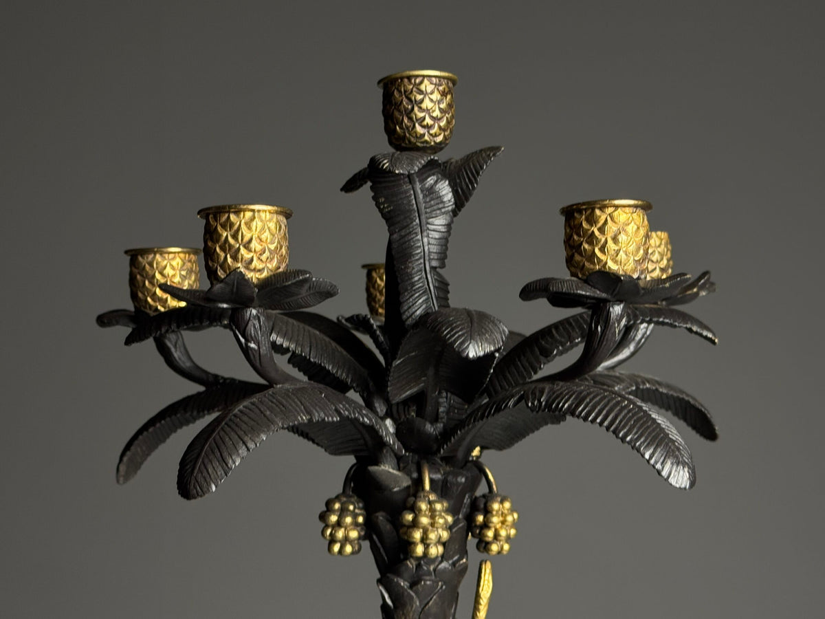 Pair of Gilt Bronze Palm Candlesticks, Early 19th Century, photo 23