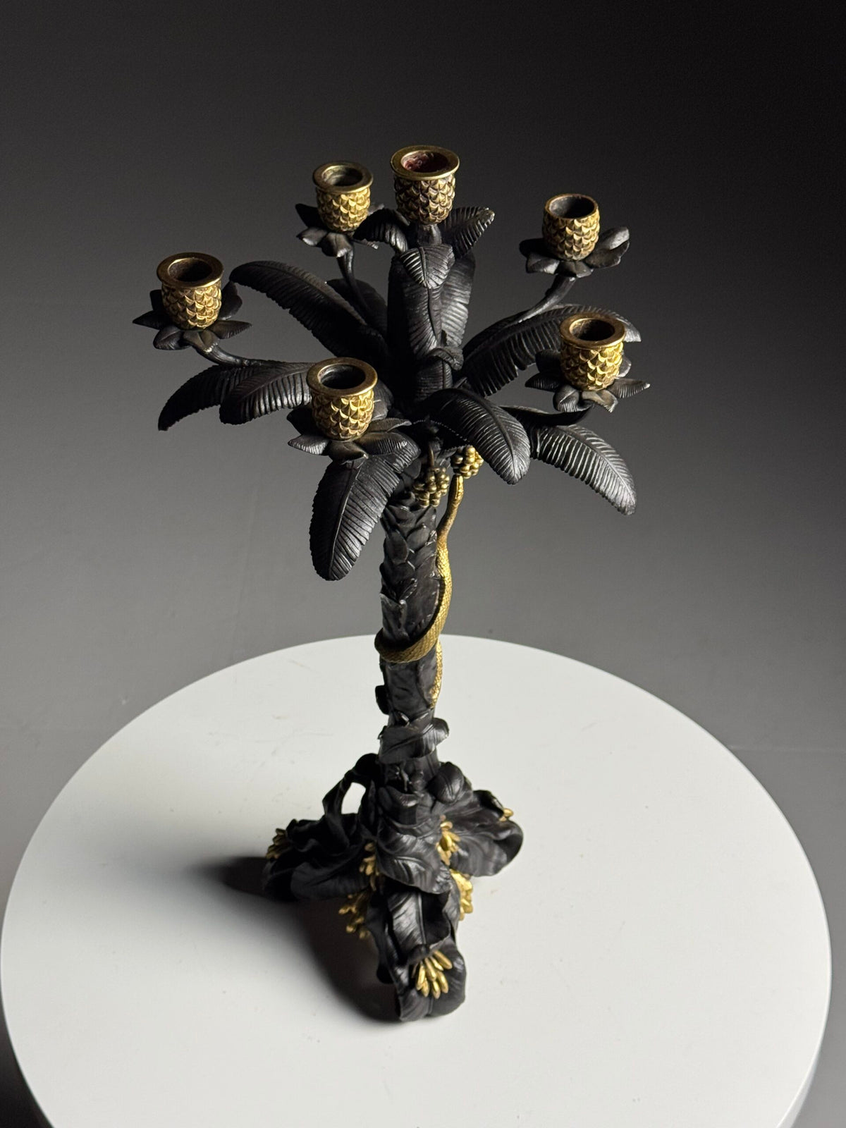 Pair of Gilt Bronze Palm Candlesticks, Early 19th Century, photo 16