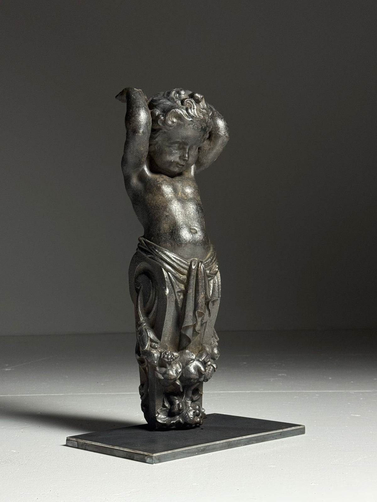 Pair of Cast Iron Angels on Stands, France, 19th Century, photo 17