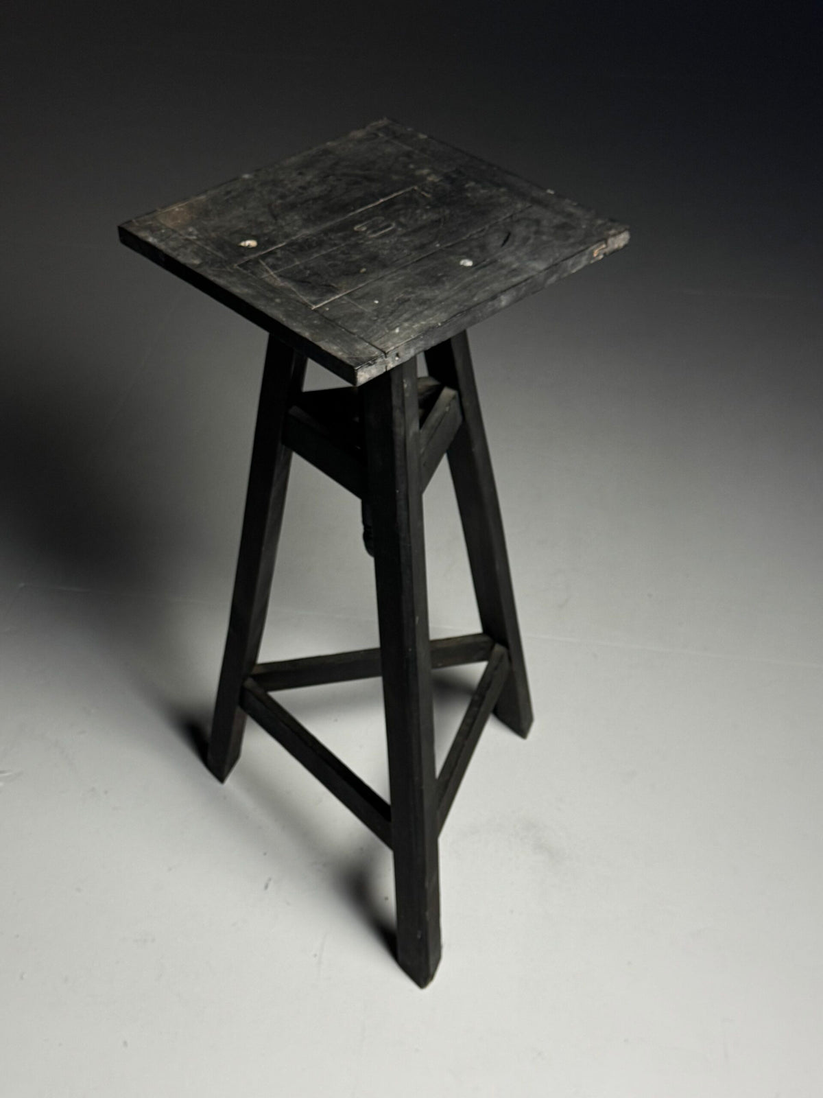Vintage Ebonised Oak Sculpture Stand, Paris, Mid 20th Century, photo 10