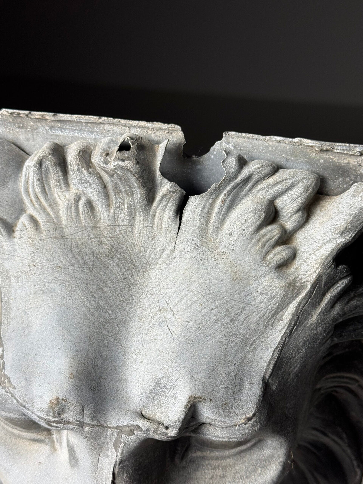 Zinc Lion's Head Fragment on Custom Stand, c. 1900, photo 13