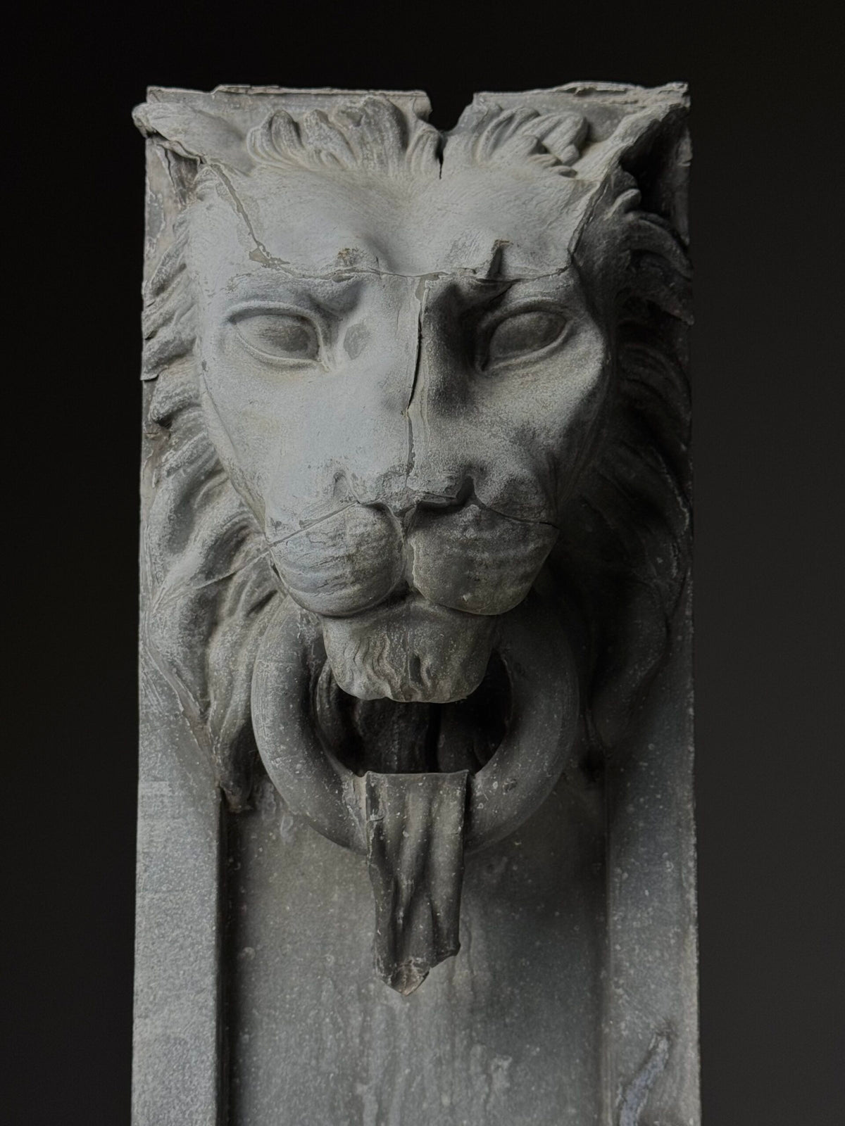 Zinc Lion's Head Fragment on Custom Stand, c. 1900, photo 3
