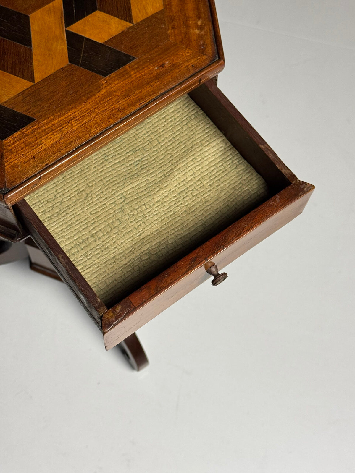 French Marquetry Side Table with Drawer, circa 1900, photo 15