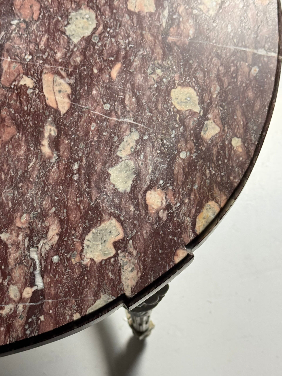 French Gueridon Side Table with Red Marble Top, 19th Century, photo 18