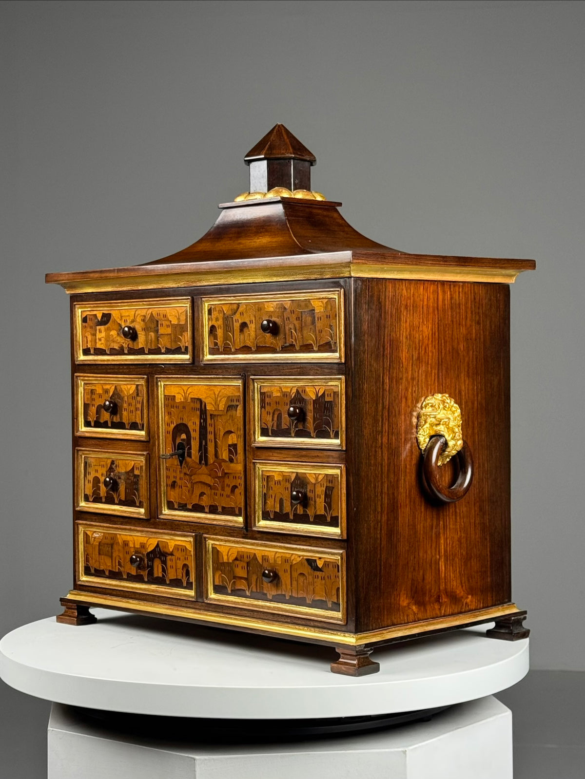 18th Century Architectural Marquetry Table Cabinet, photo 5