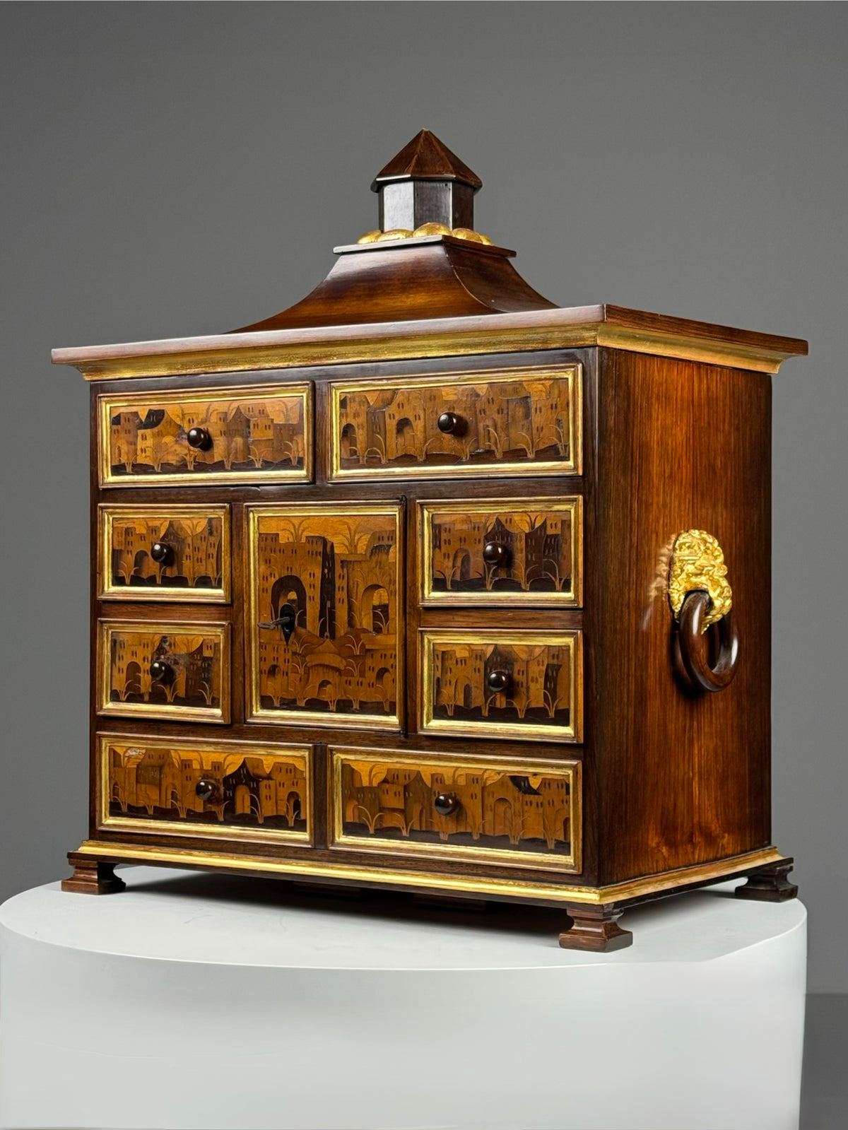 18th Century Architectural Marquetry Table Cabinet, photo 4