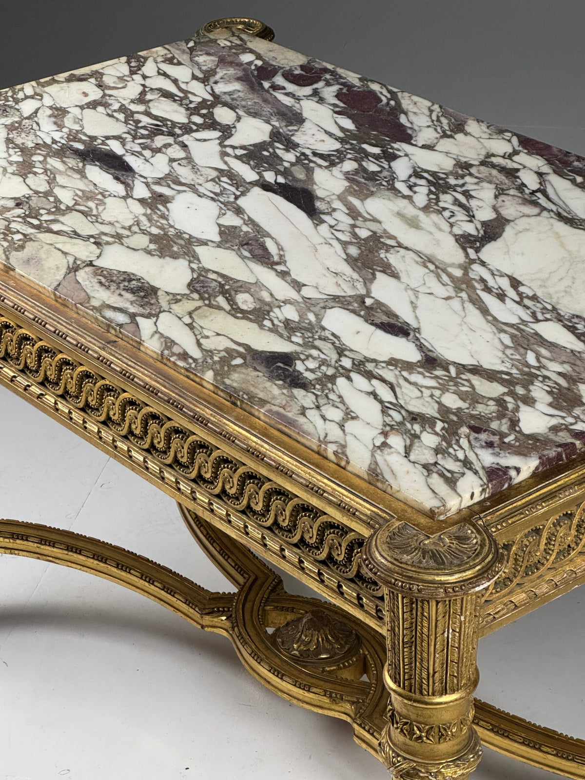 Louis XVI Style Center Table with Breccia Medicea Marble Top, photo 26