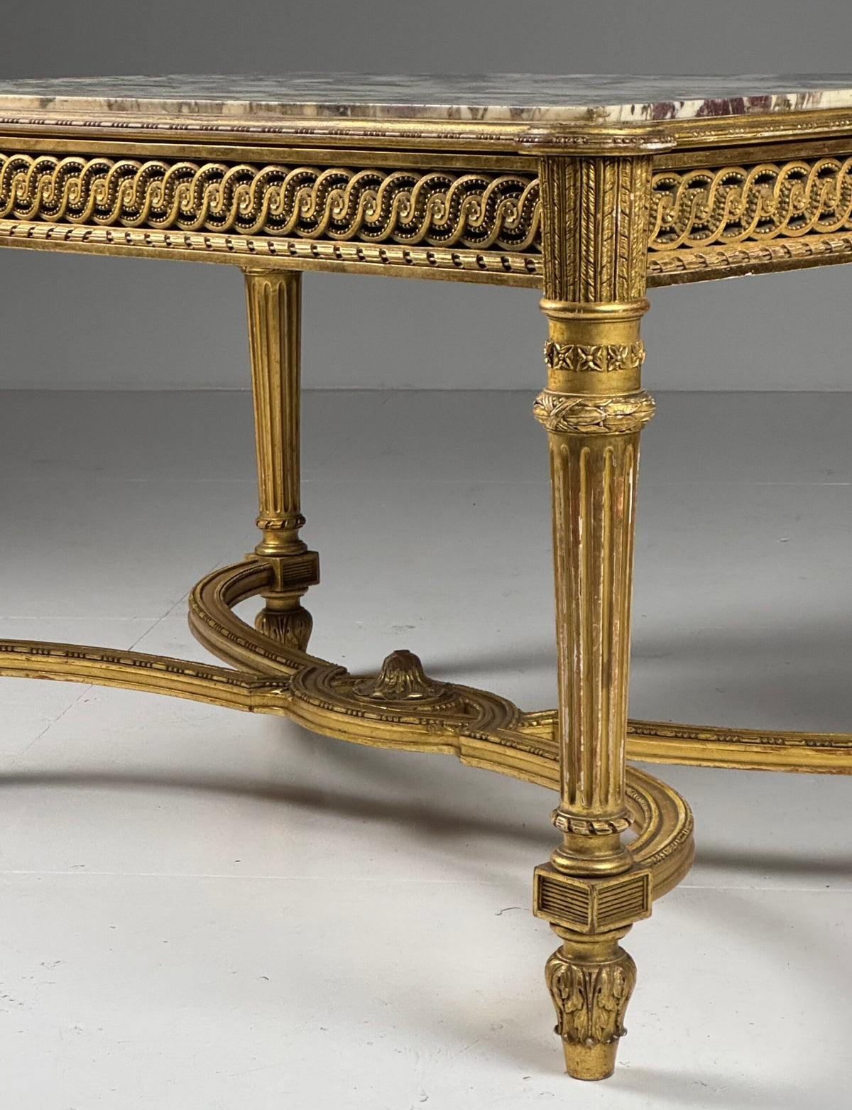 Louis XVI Style Center Table with Breccia Medicea Marble Top, photo 24