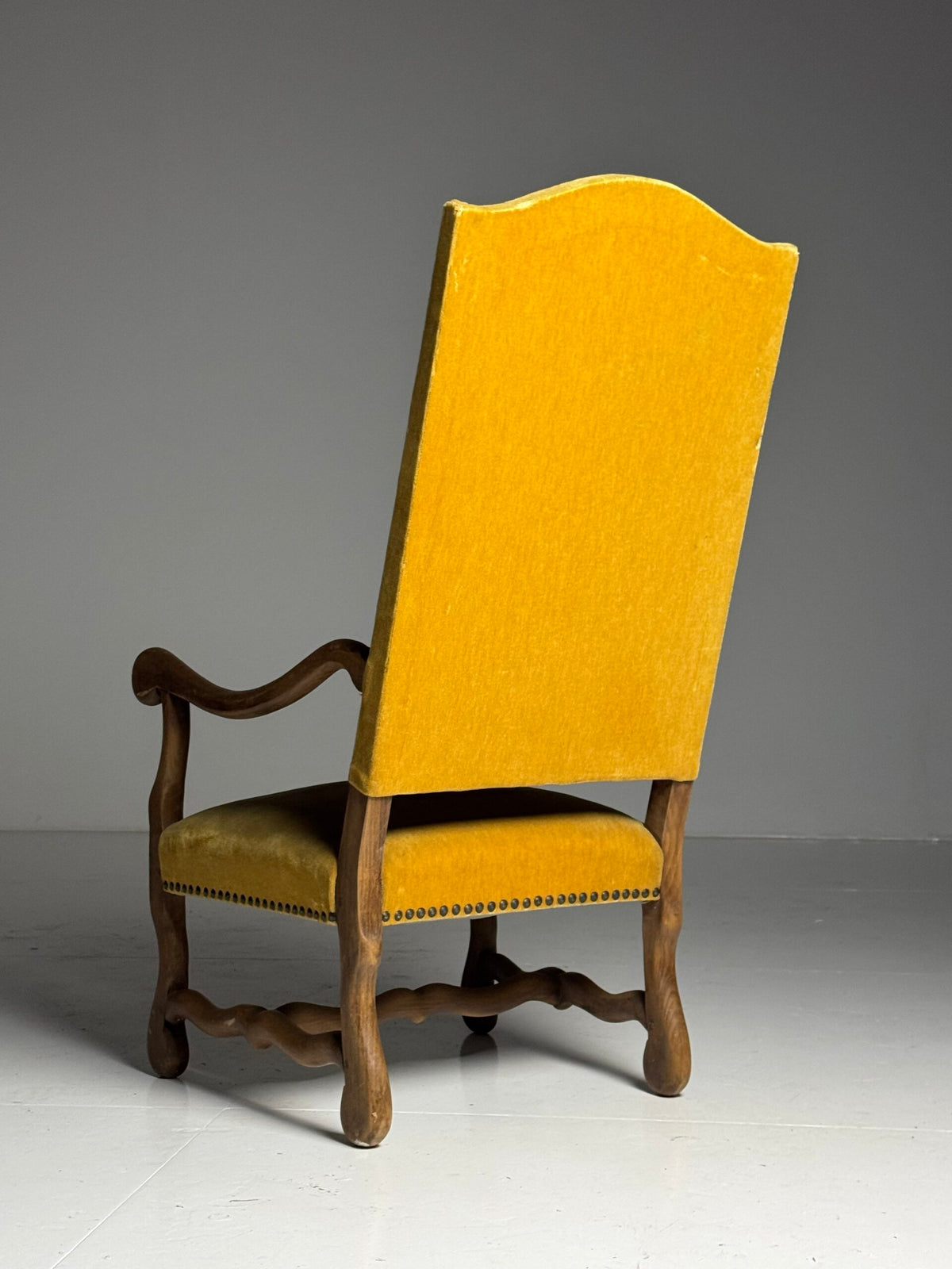 Set of Four Os de Mouton Armchairs in Yellow Velvet, France, photo 11