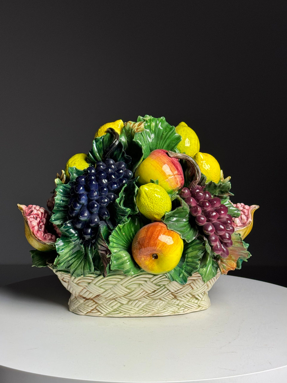 Italian Majolica Ceramic Fruit Basket, c. 1960, photo 19