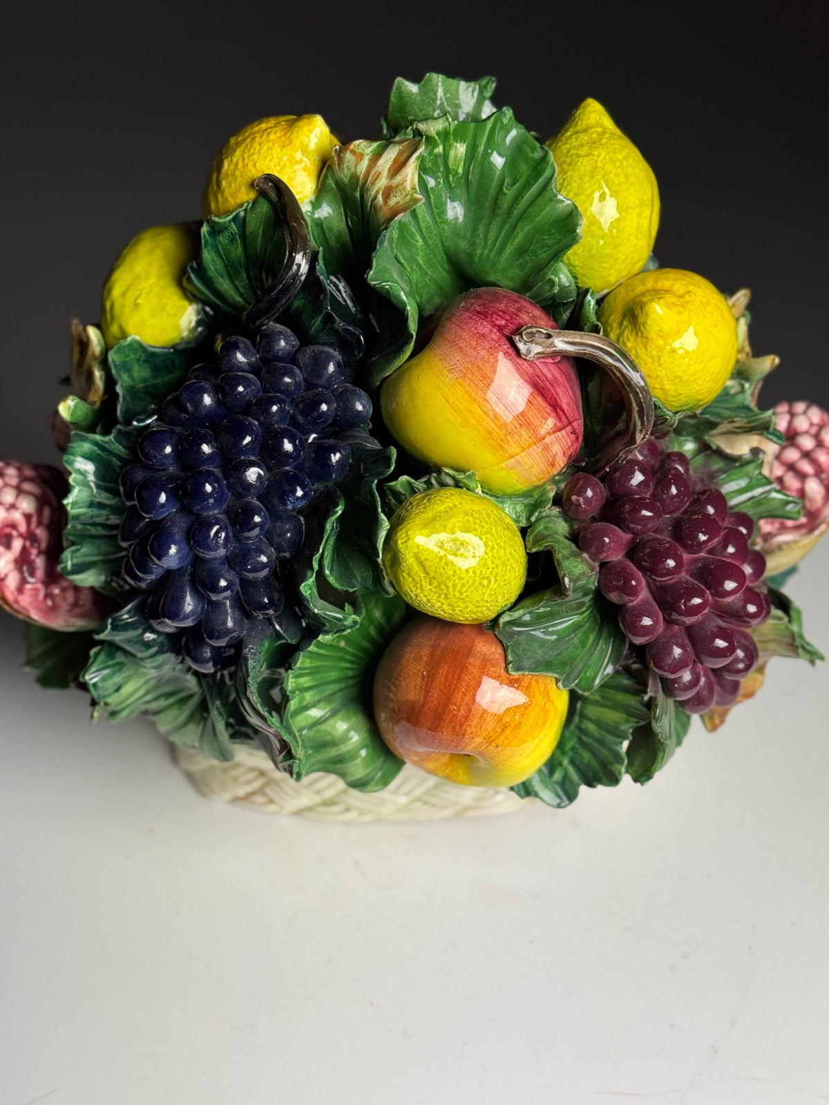 Italian Majolica Ceramic Fruit Basket, c. 1960, photo 18