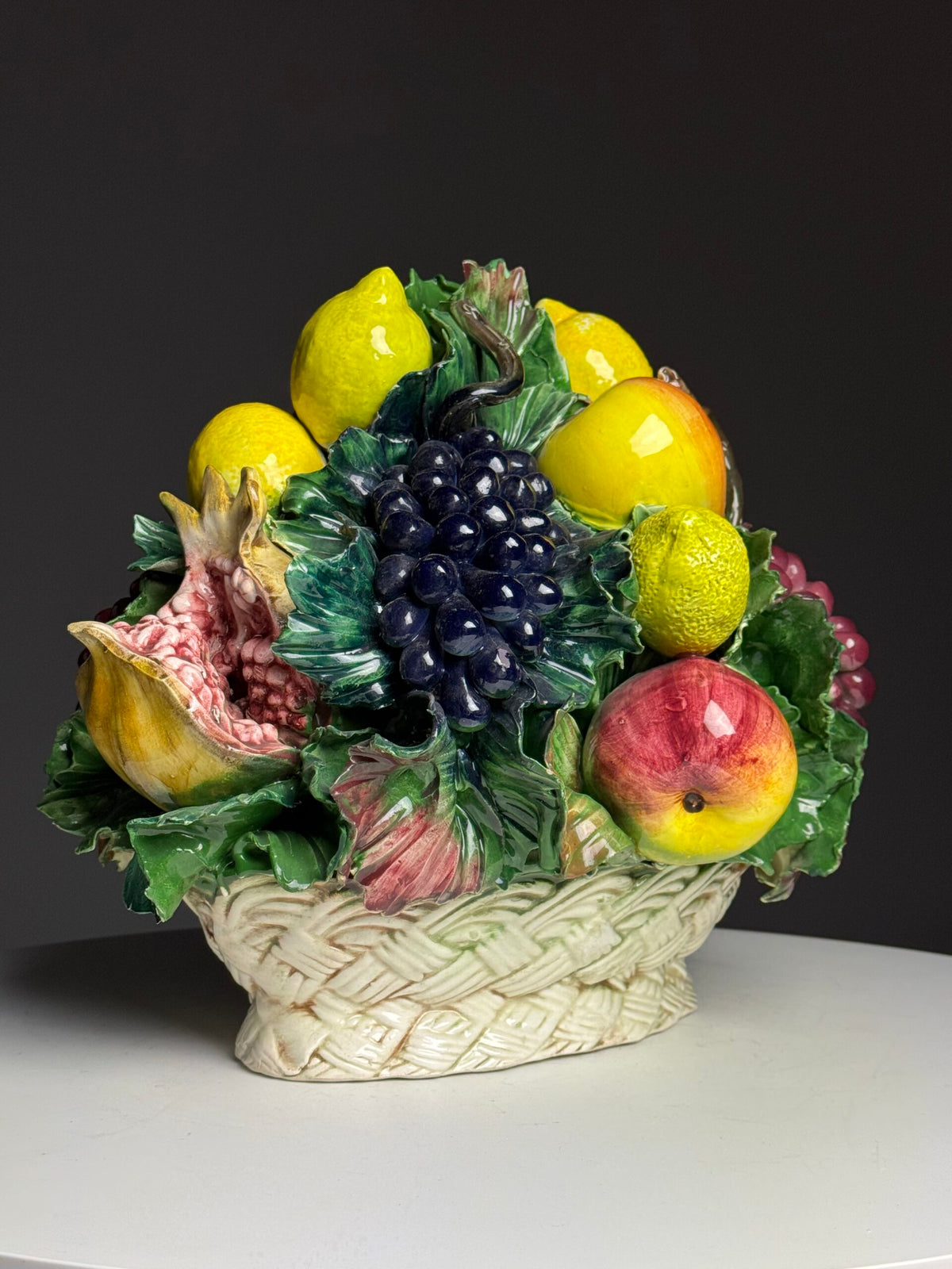 Italian Majolica Ceramic Fruit Basket, c. 1960, photo 5