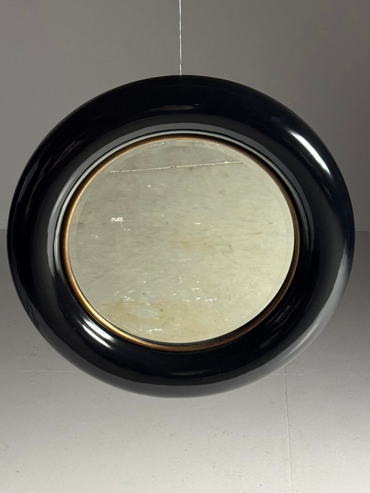 Vintage Round Black High Gloss Mirror, 1980s, photo 16