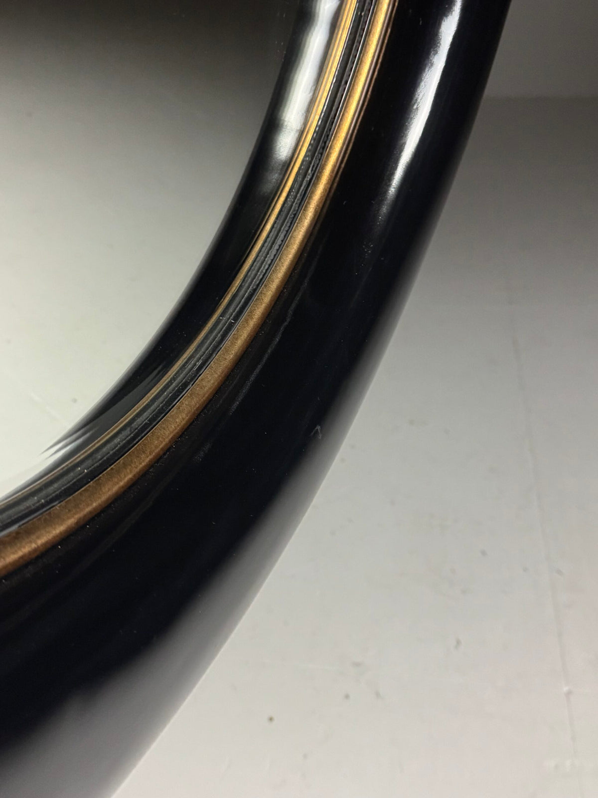 Vintage Round Black High Gloss Mirror, 1980s, photo 7