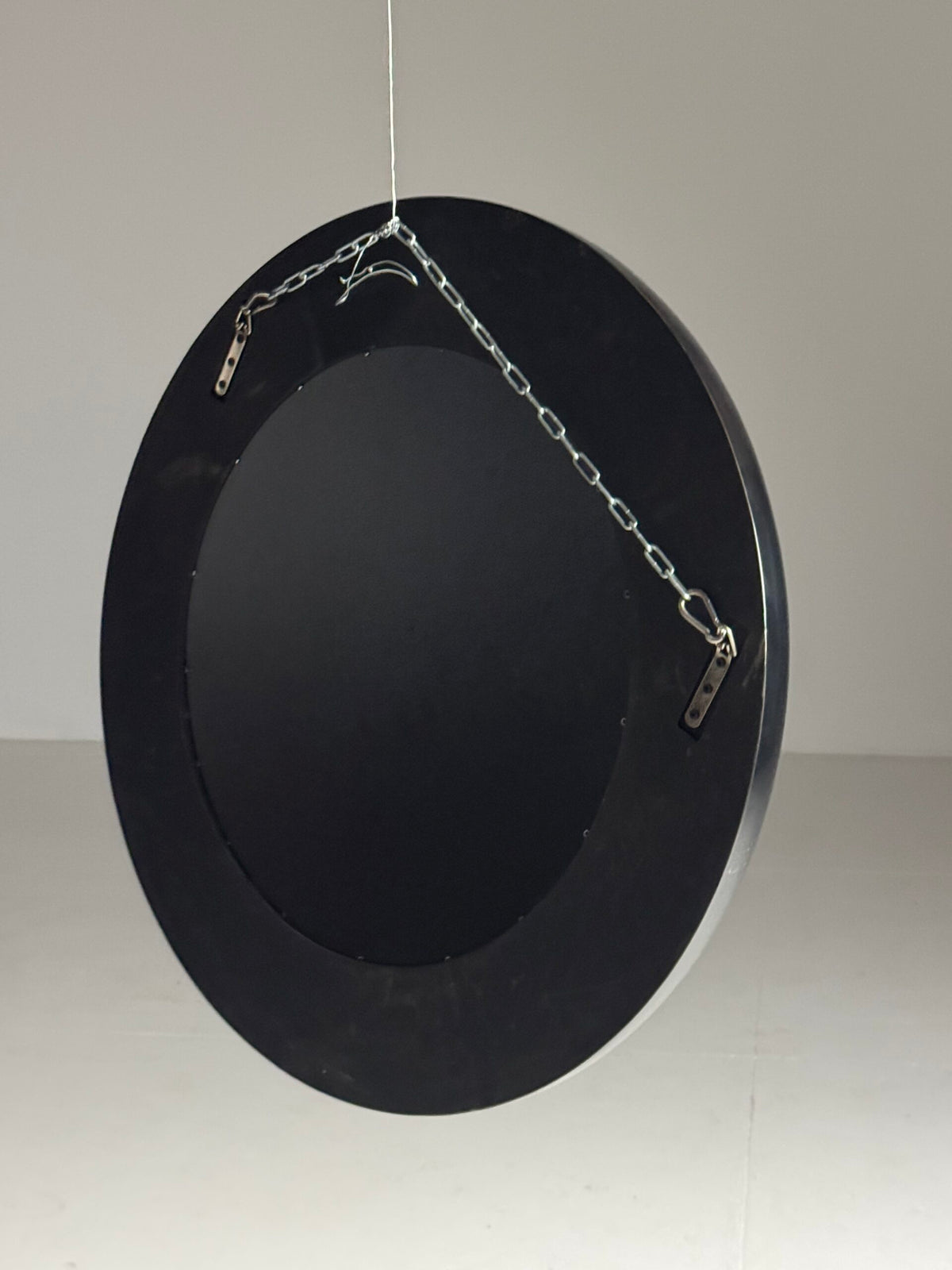 Vintage Round Black High Gloss Mirror, 1980s, photo 3