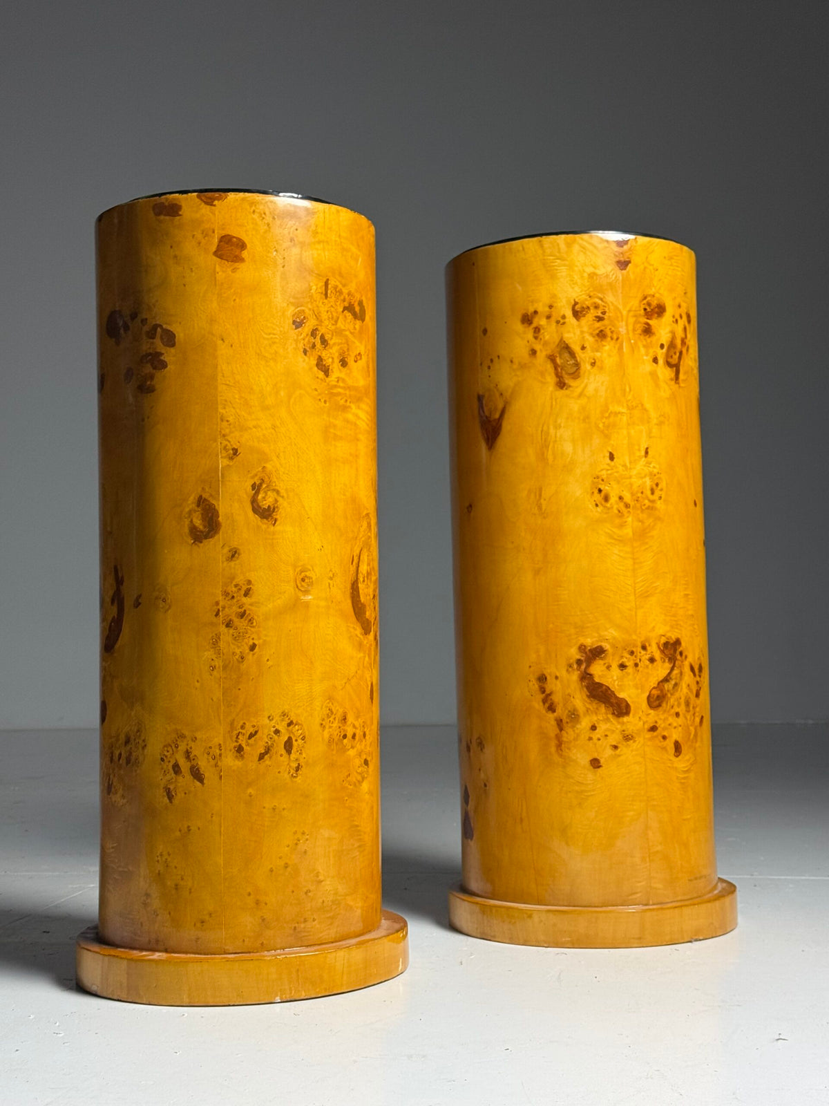 Pair of Biedermeier Style Burr Wood Columns, 20th Century, photo 14