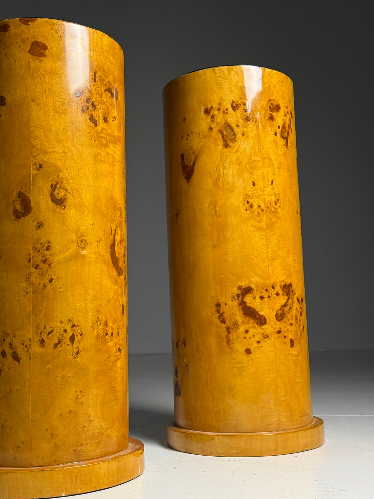 Pair of Biedermeier Style Burr Wood Columns, 20th Century, photo 10