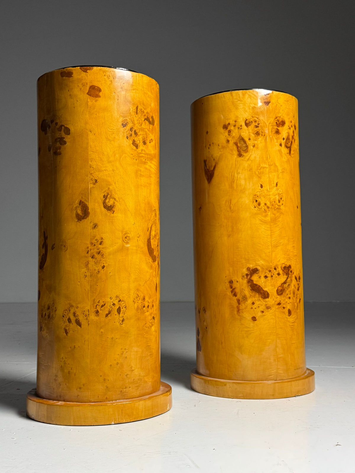 Pair of Biedermeier Style Burr Wood Columns, 20th Century, photo 9