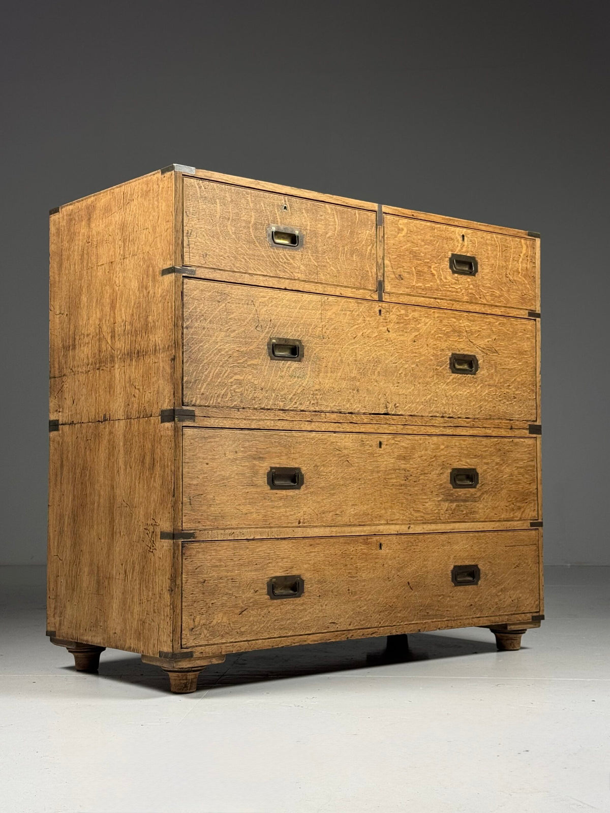 Oak Campaign Chest of Drawers, 19th Century, photo 1