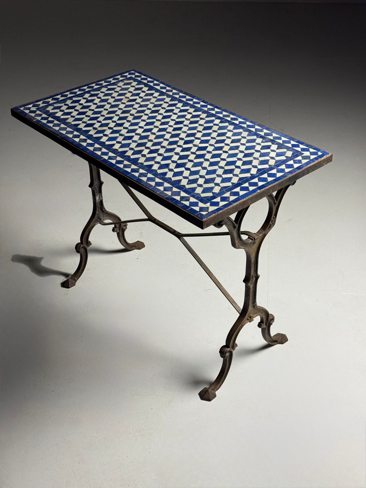 Early 20th Century Cast Iron Console Table with Mosaic Tile Top, photo 5