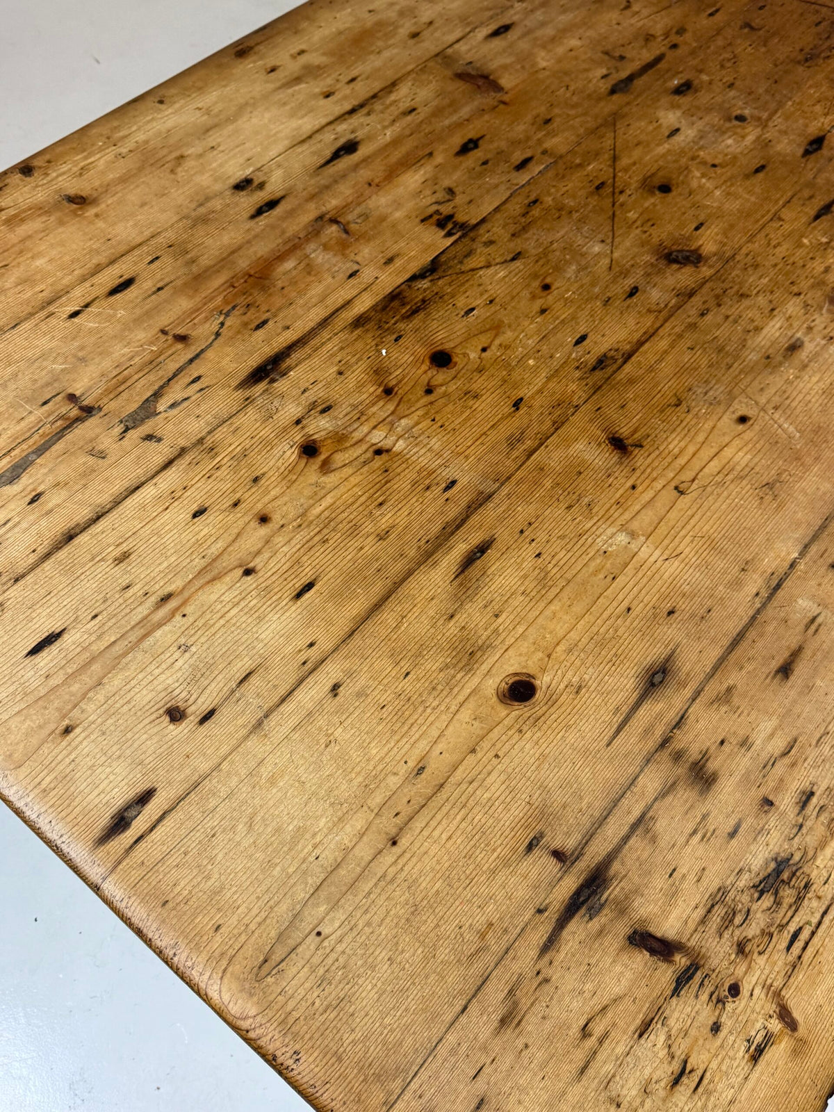 English Pine Refectory Table with Two Drawers, 250 cm, c. 1900, photo 6