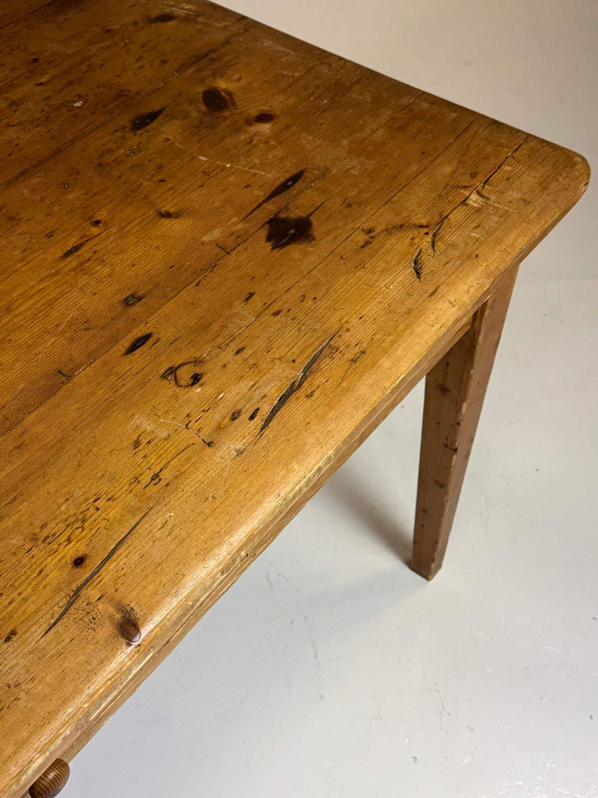 English Pine Refectory Table with Two Drawers, 250 cm, c. 1900, photo 8
