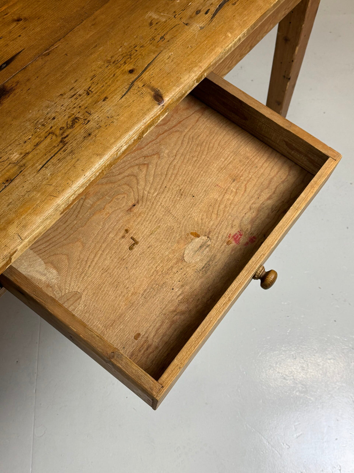English Pine Refectory Table with Two Drawers, 250 cm, c. 1900, photo 9