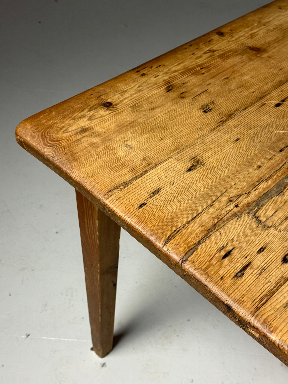 English Pine Refectory Table with Two Drawers, 250 cm, c. 1900, photo 17