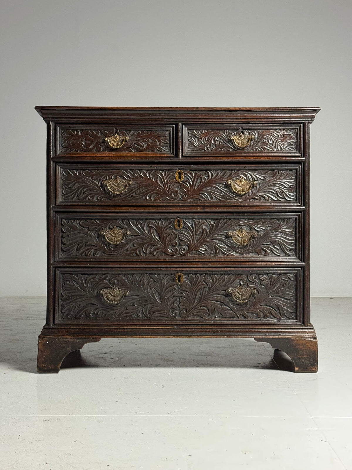 English Oak Chest of Drawers with Carved Front, Early 19th Century, photo 13