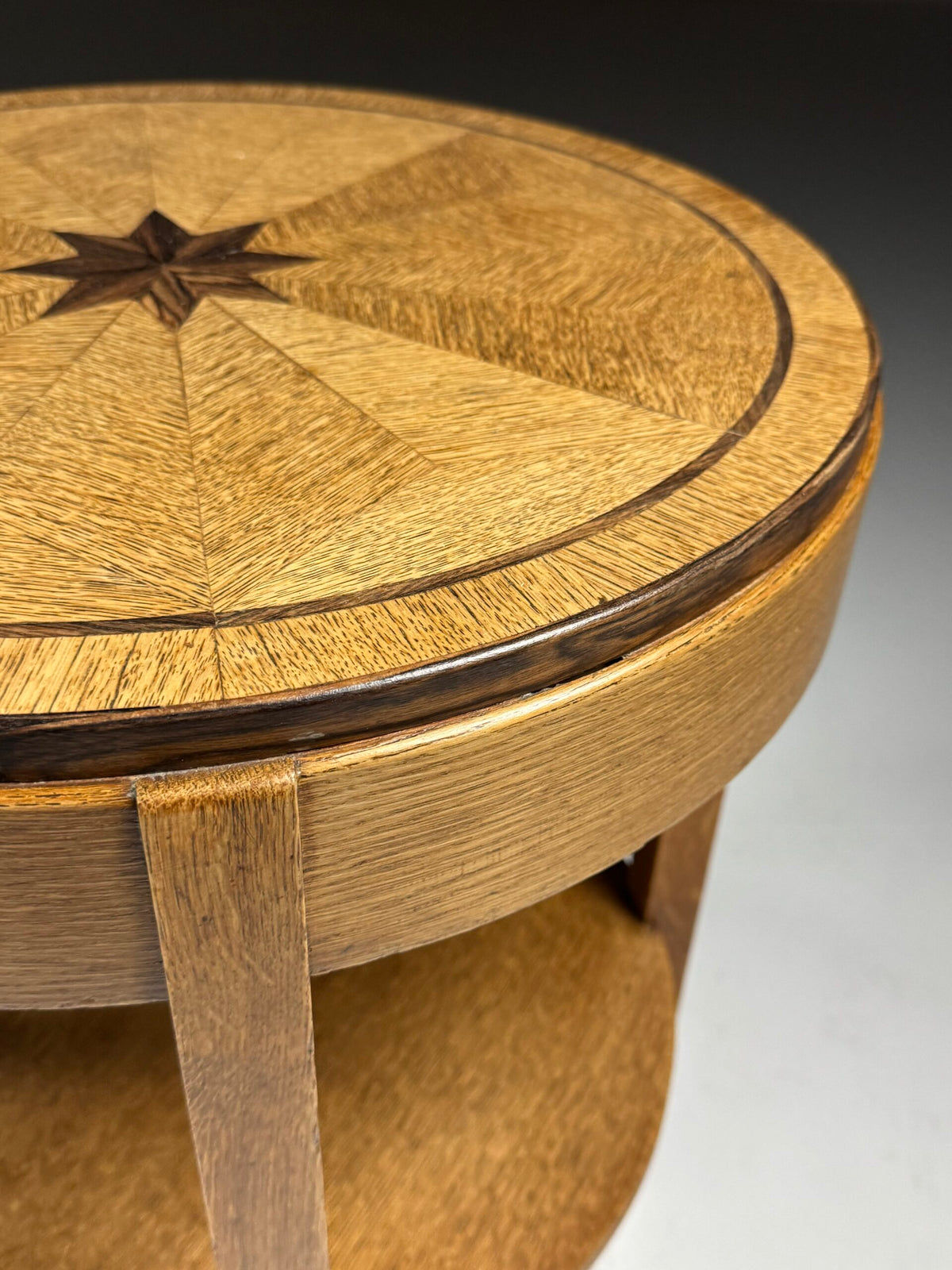 Art Deco Oak Side Table with Star Inlay, Early 20th Century, photo 5