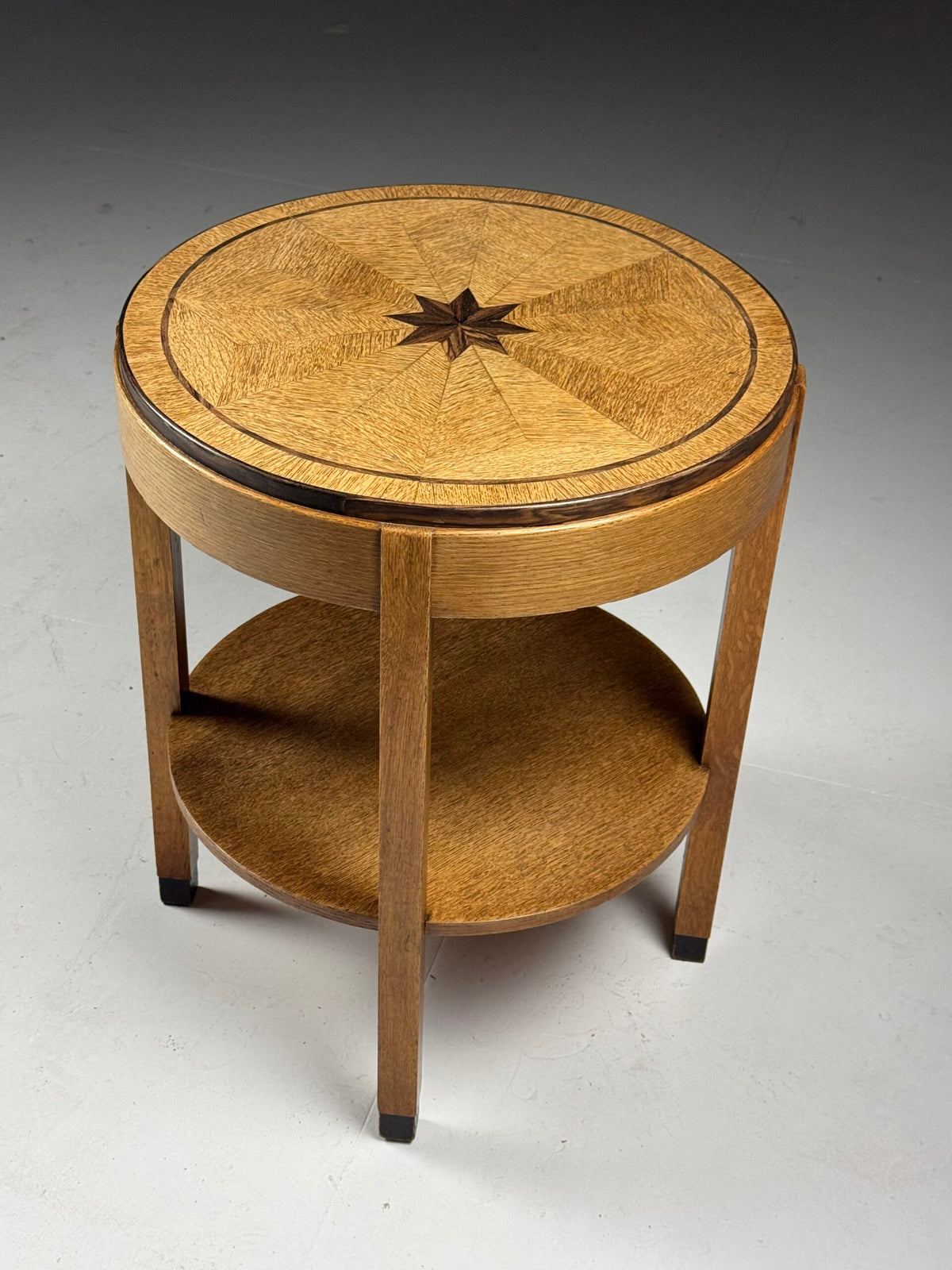 Art Deco Oak Side Table with Star Inlay, Early 20th Century, photo 6