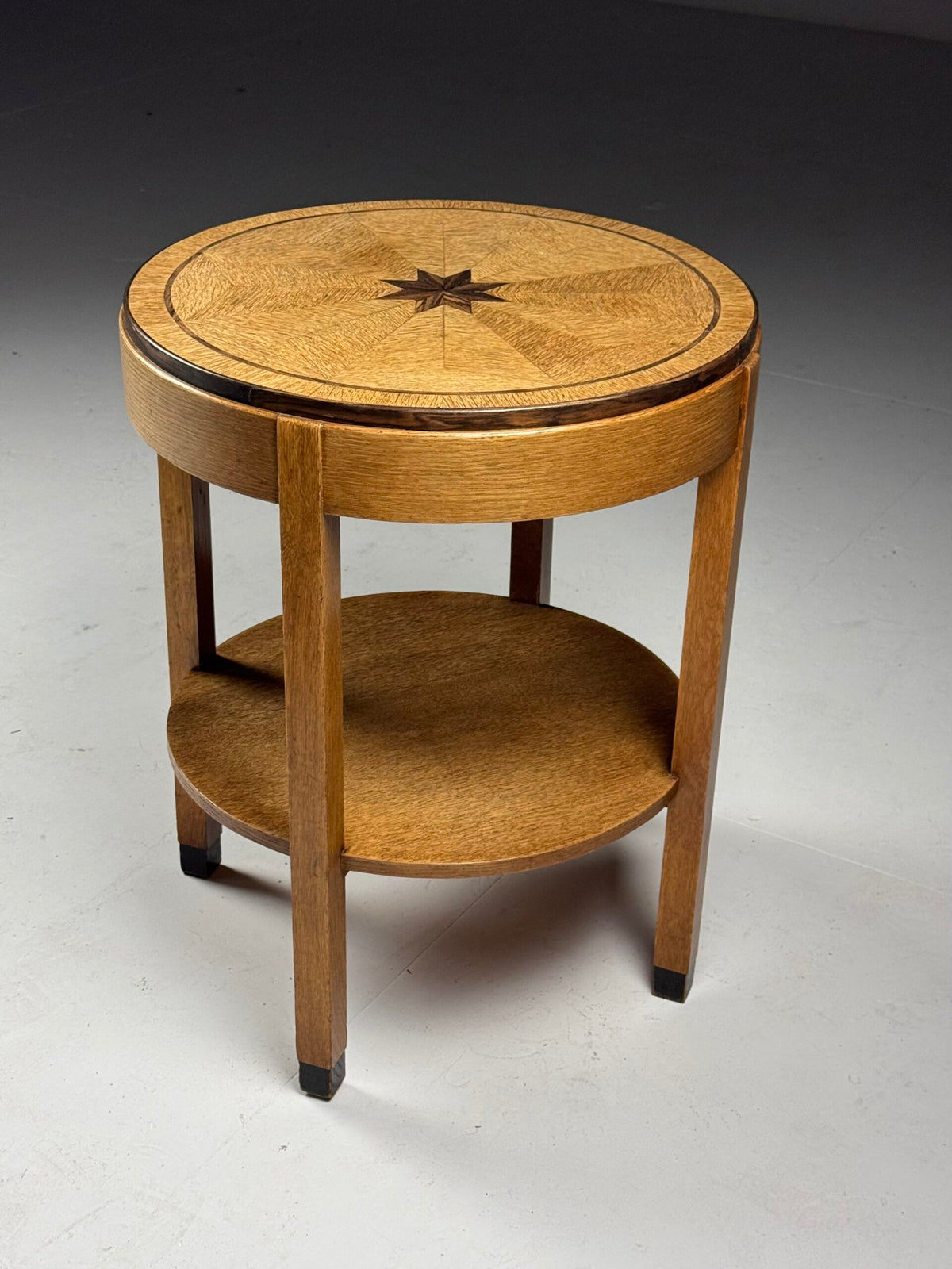 Art Deco Oak Side Table with Star Inlay, Early 20th Century, photo 7