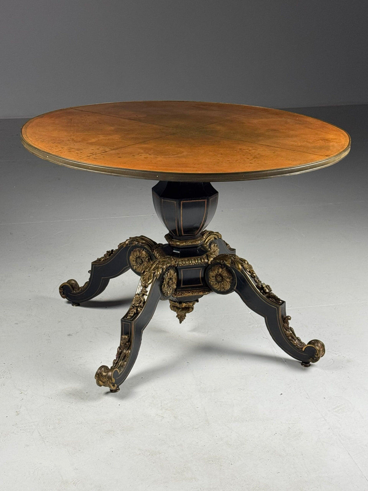 Napoleon III Ebonised Center Table with Gilt Bronze Mounts, photo 2