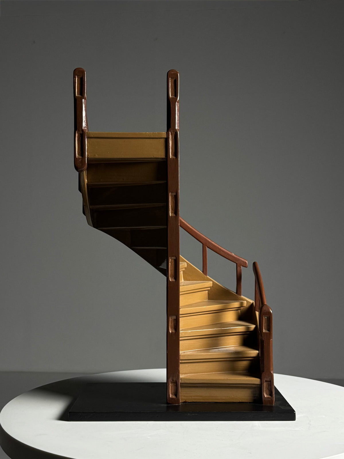Wooden Staircase Scale Model Painted in Two Browns, photo 2
