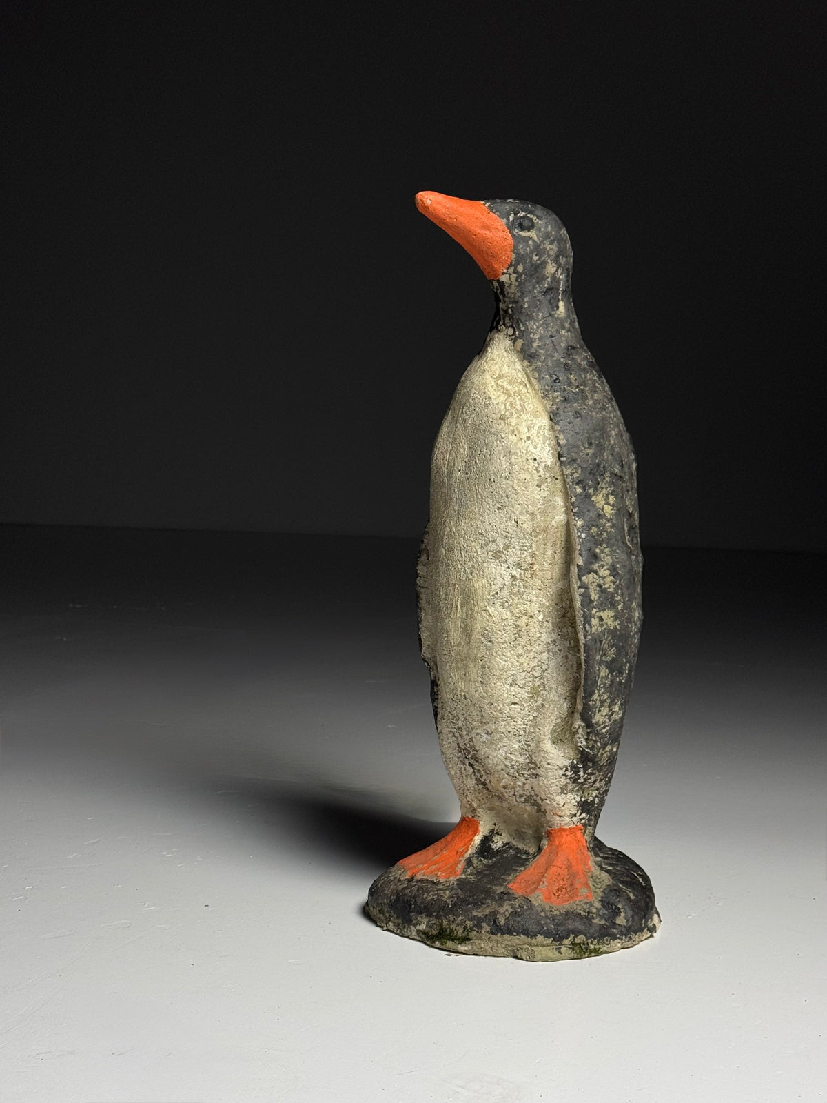 Set of 2 concrete penguin garden statues