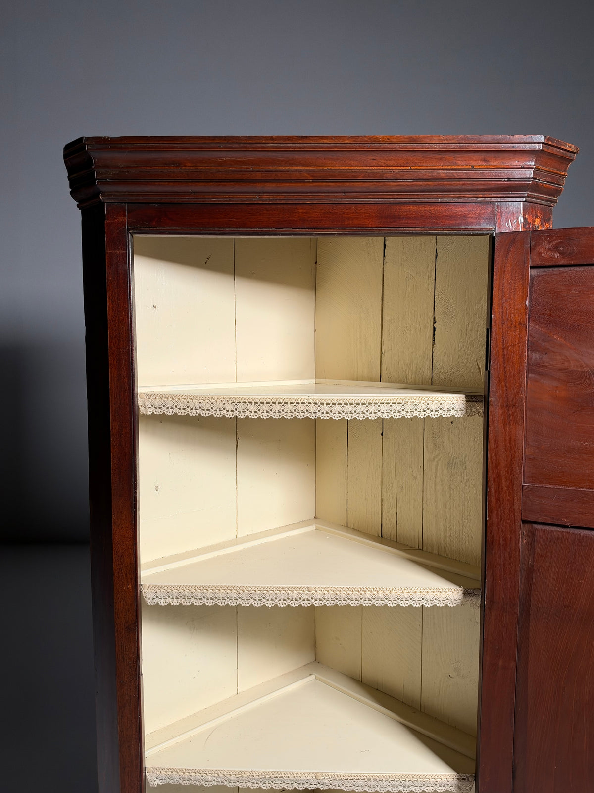 19th century English mahogany corner cabinet