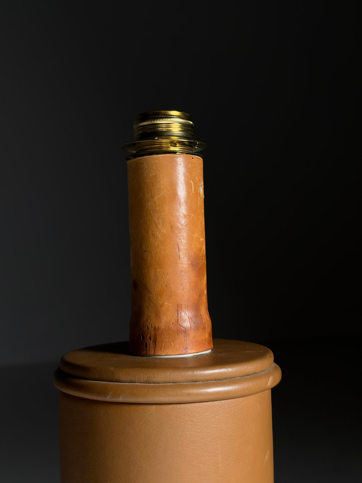 Large leather table lamp