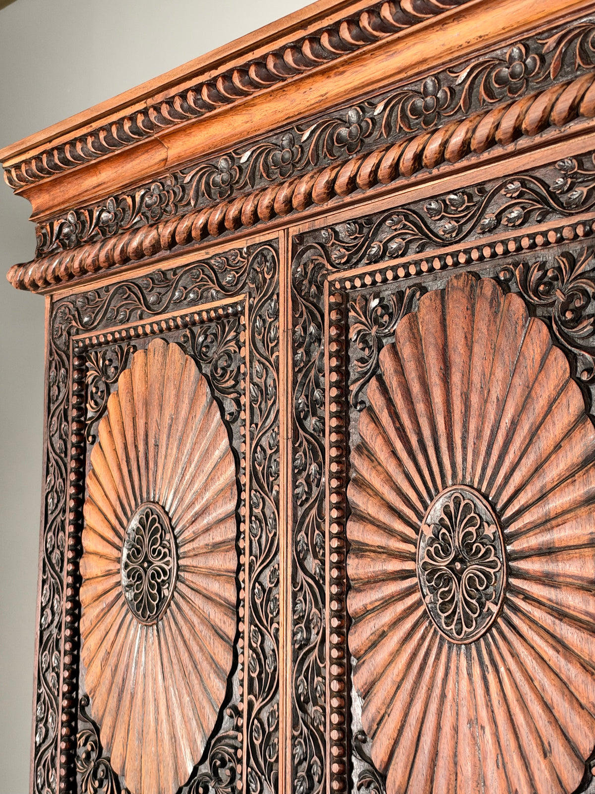 20th-century Anglo-Indian cabinet in teak