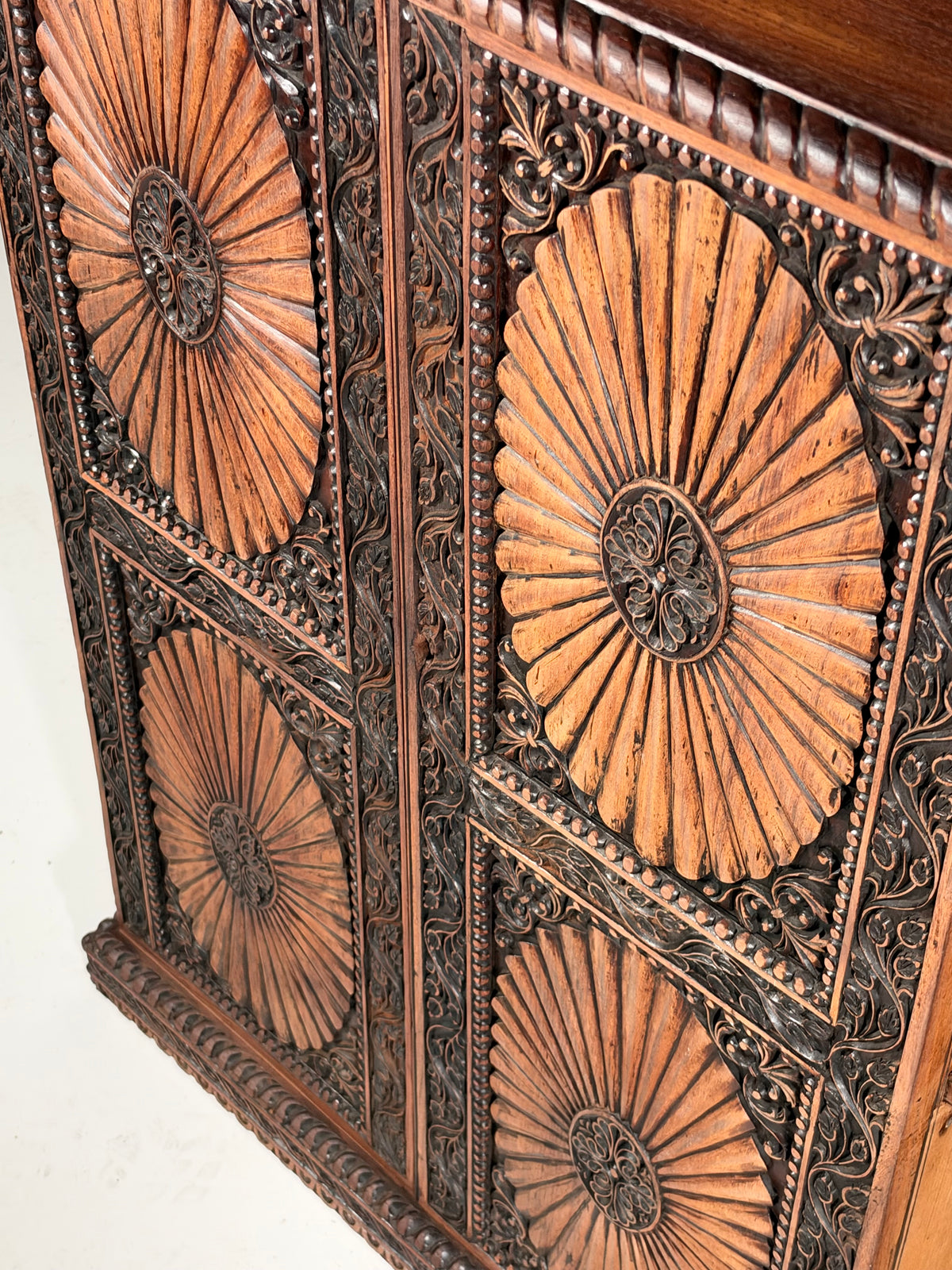 20th-century Anglo-Indian cabinet in teak