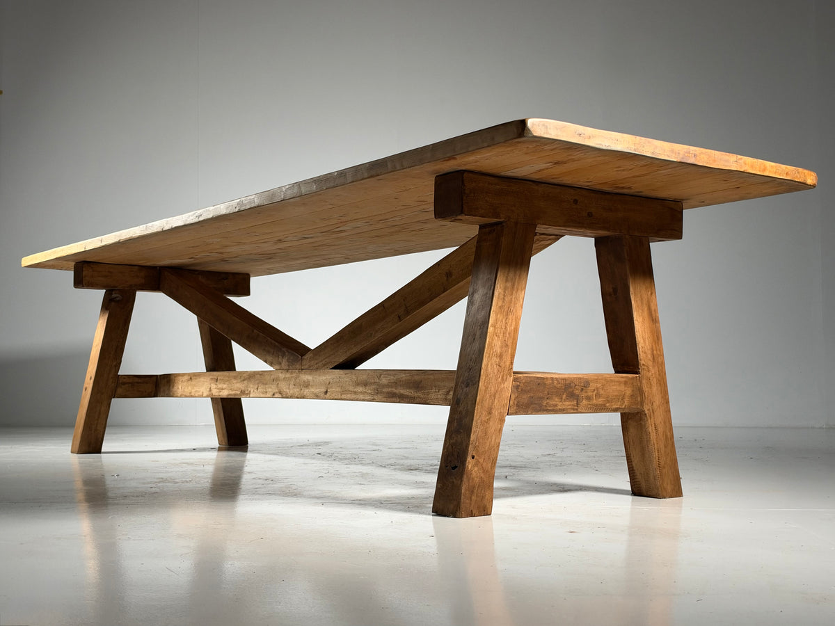 Grote kloostertafel hout landelijk 298cm