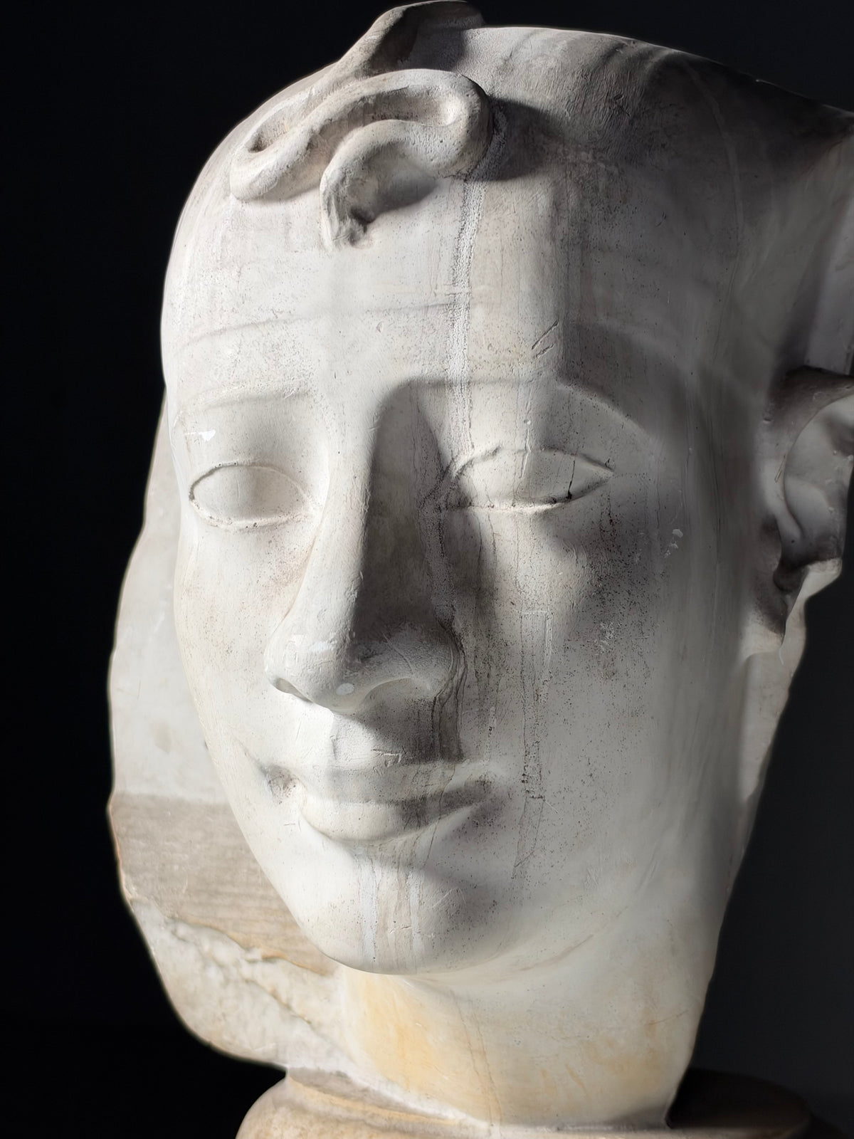 Plaster bust of an Egyptian pharaoh