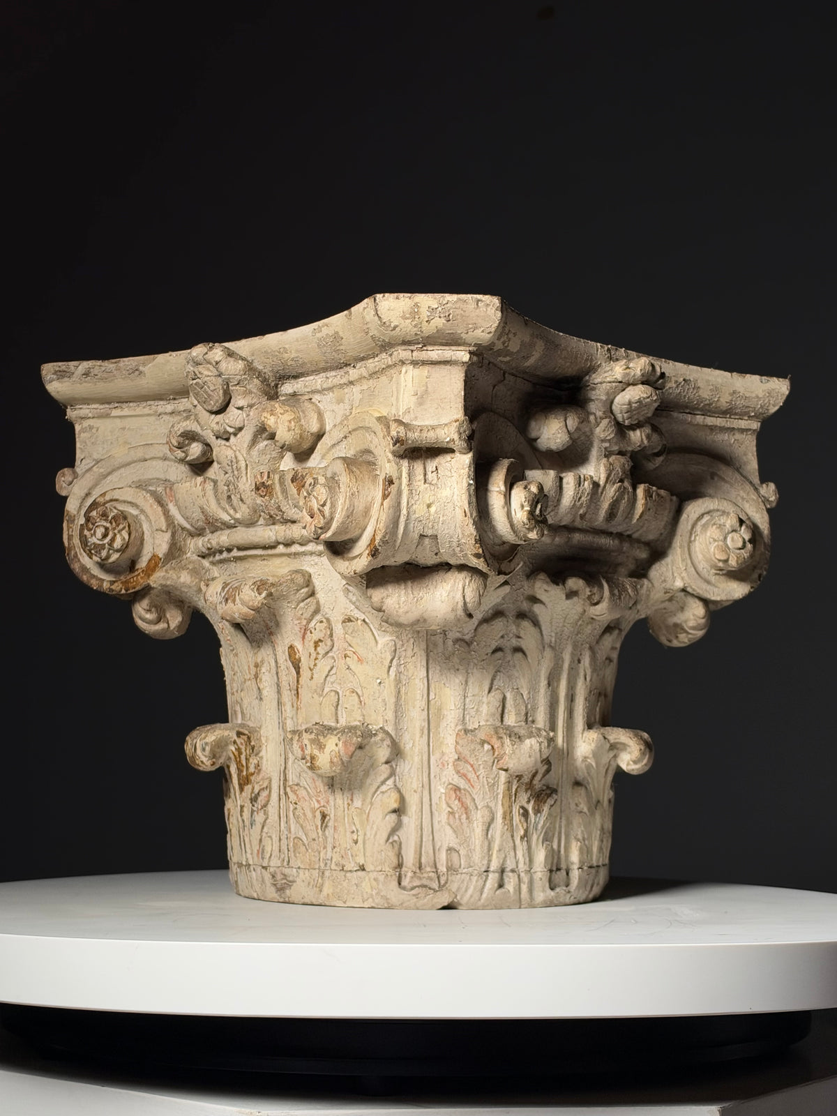 18th century oak capital set of 2