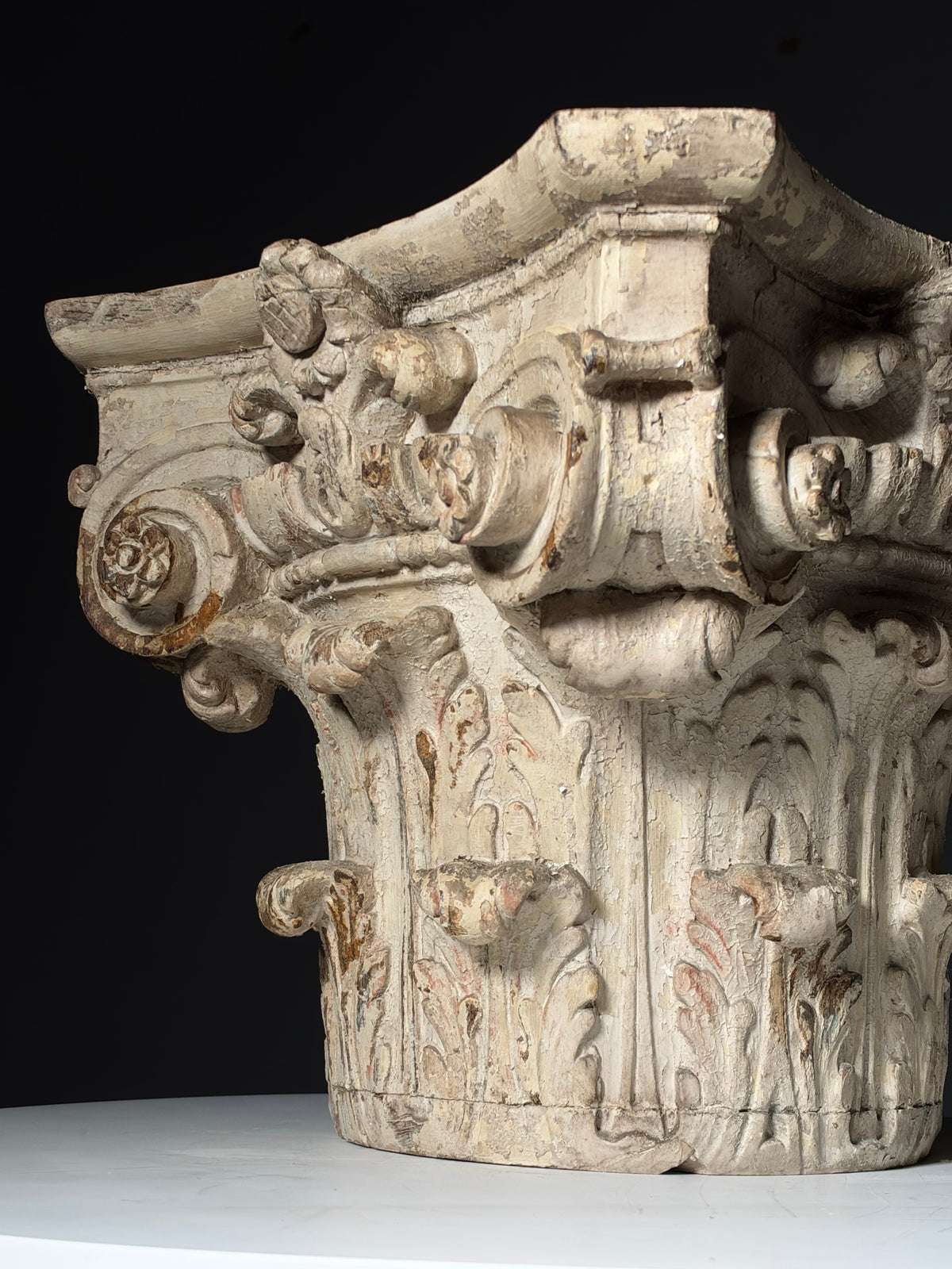 18th century oak capital set of 2