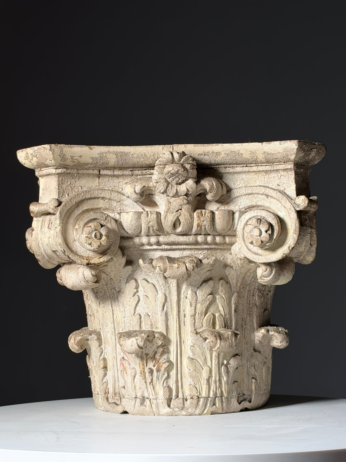 18th century oak capital set of 2