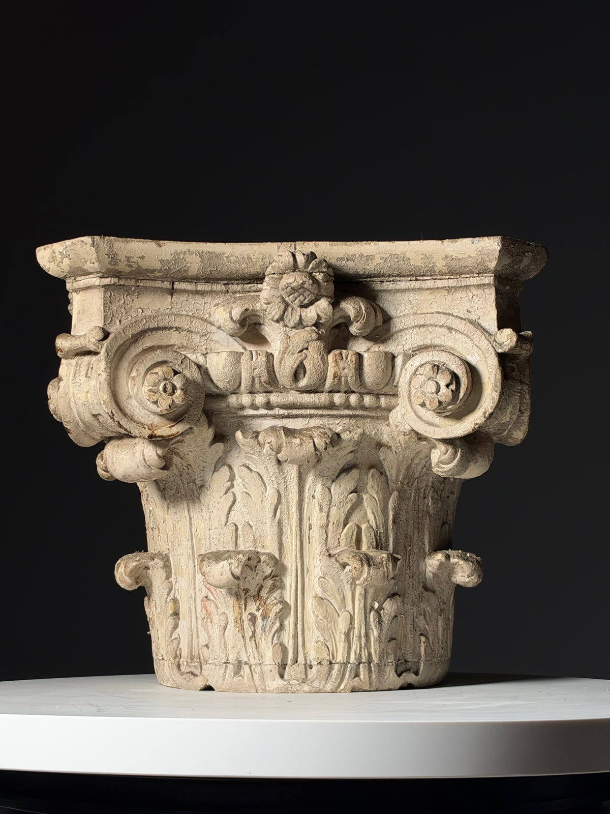18th century oak capital set of 2