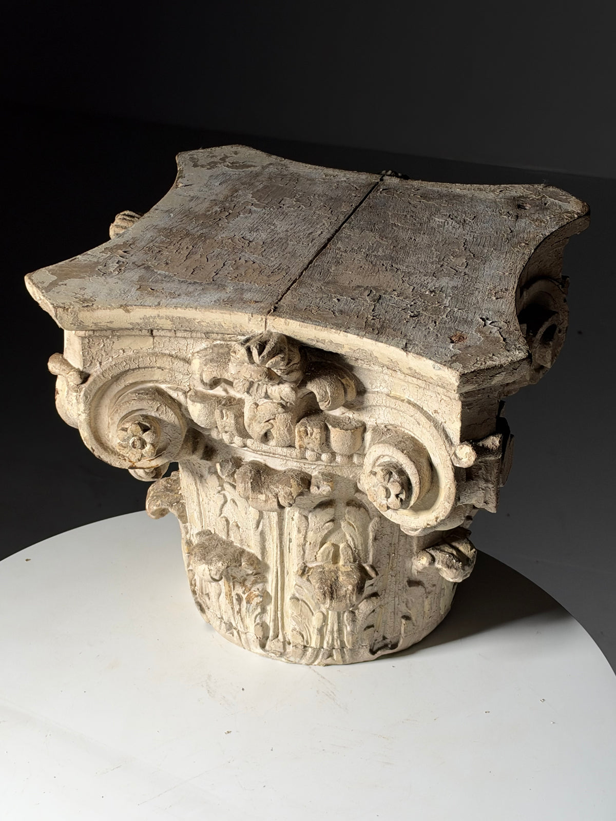 18th century oak capital set of 2