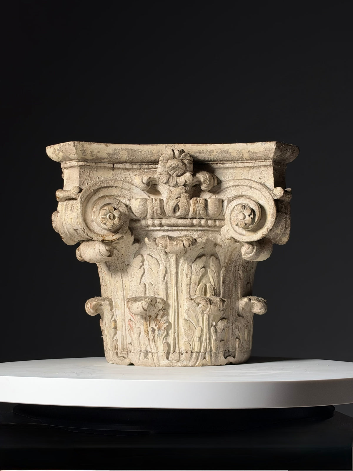 18th century oak capital set of 2