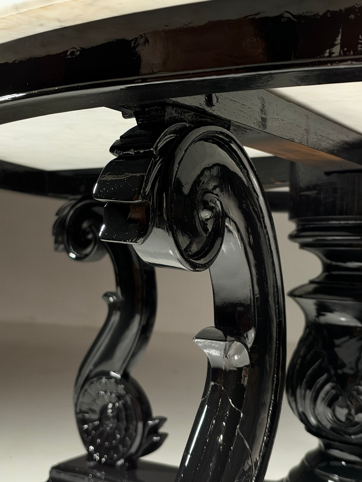 Teak centre table, 150 cm, marble